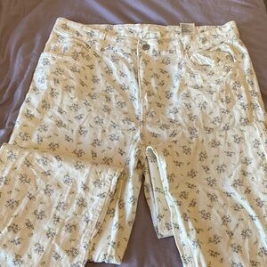 H&M Cream Floral Wide Leg Pants